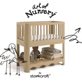 Casablanca driftwood bassinet with black doodles overlaid on image