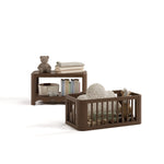 Casablanca hazelnut bassinet converted to toy box and bookcase with baby items inside