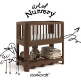 Casablanca hazelnut bassinet with black doodles overlaid on image