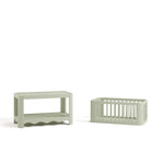 Casablanca sage bassinet converted to toy box and bookcase