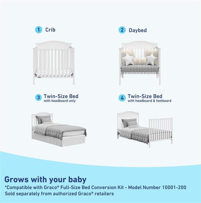 white mini crib conversions