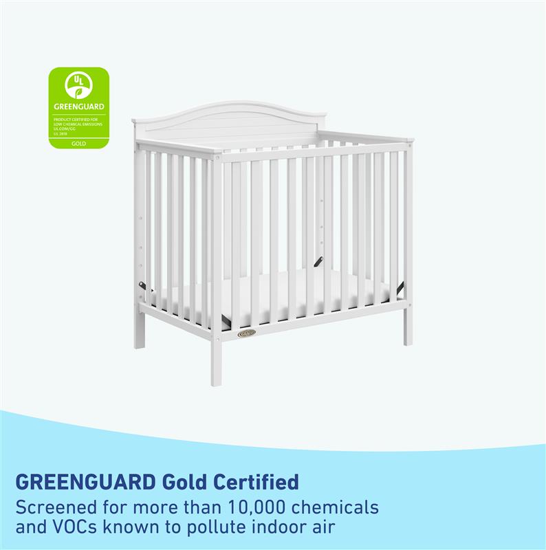 white mini crib GREENGUARD Gold Certified