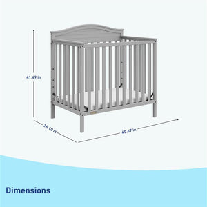 pebble gray mini crib dimensions