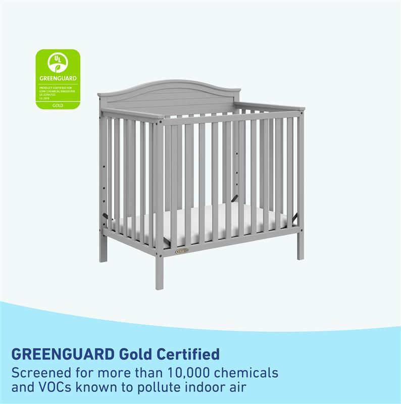 pebble gray mini crib GREENGUARD Gold Certified