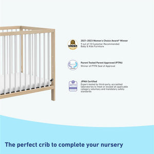 driftwood with white mini crib with awards and certifications