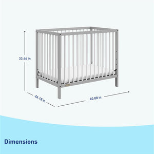 pebble gray and white mini crib dimensions