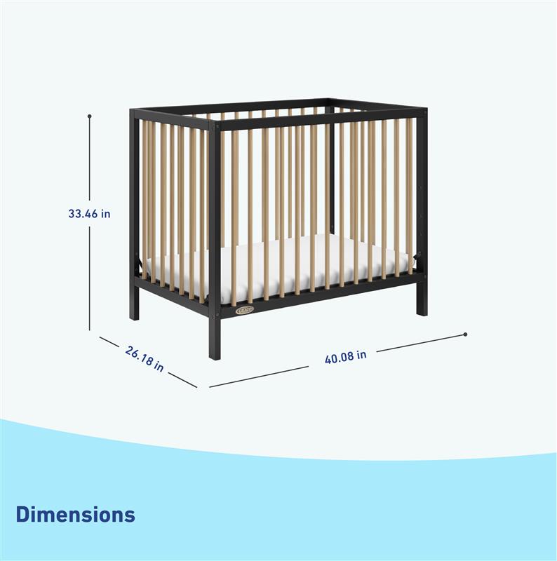black with driftwood mini crib dimensions