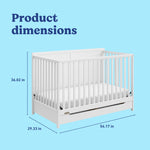 Melrose white crib with drawer with dimensions