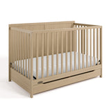 Melrose driftwood crib with drawer closed angle view