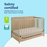 Melrose driftwood crib with drawer certifications callout