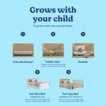 Melrose driftwood crib with drawer conversions callout