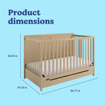 Melrose driftwood crib with drawer with dimensions