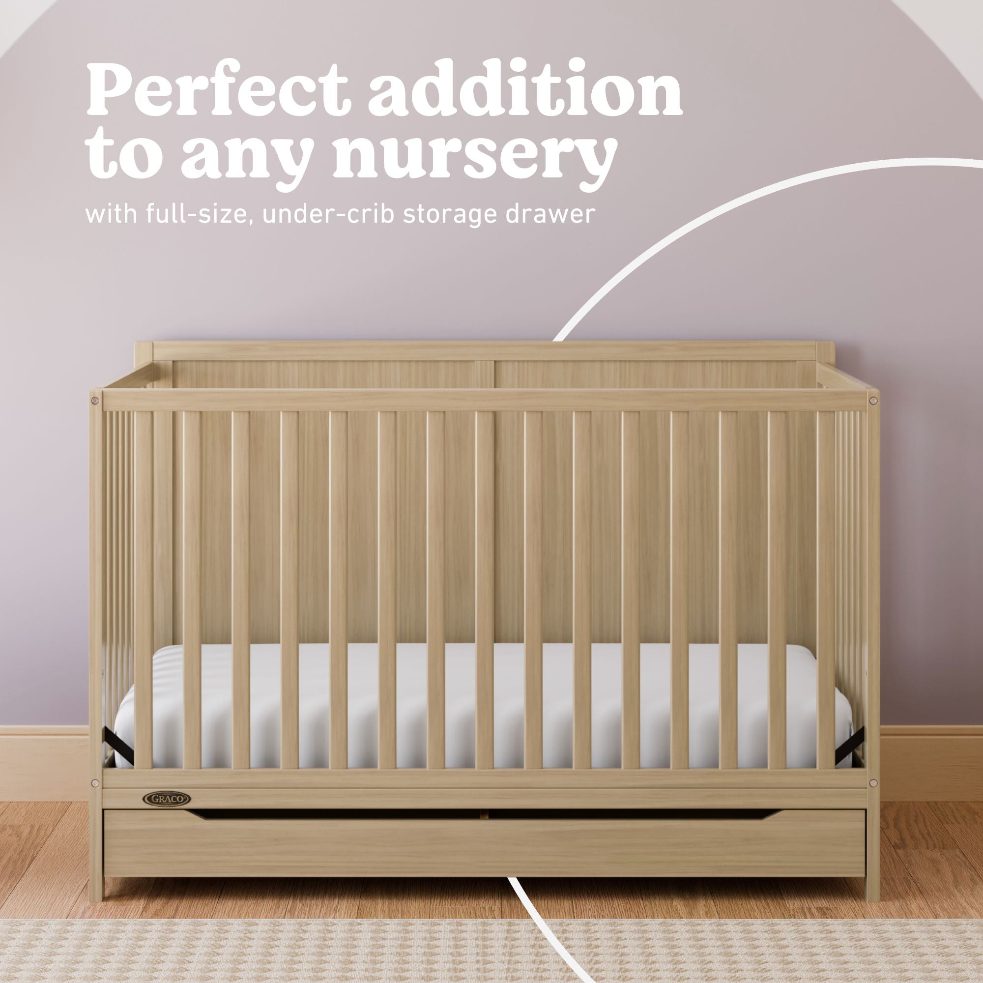 Melrose driftwood crib with drawer style callout