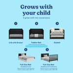 Melrose black crib with drawer conversions callout