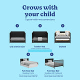 Melrose black crib with drawer conversions callout