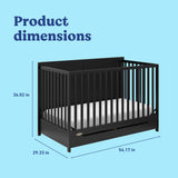 Melrose black crib with drawer with dimensions