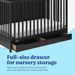 Melrose black crib with drawer full-size drawer callout
