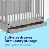 Melrose pebble gray crib with drawer full-size drawer callout