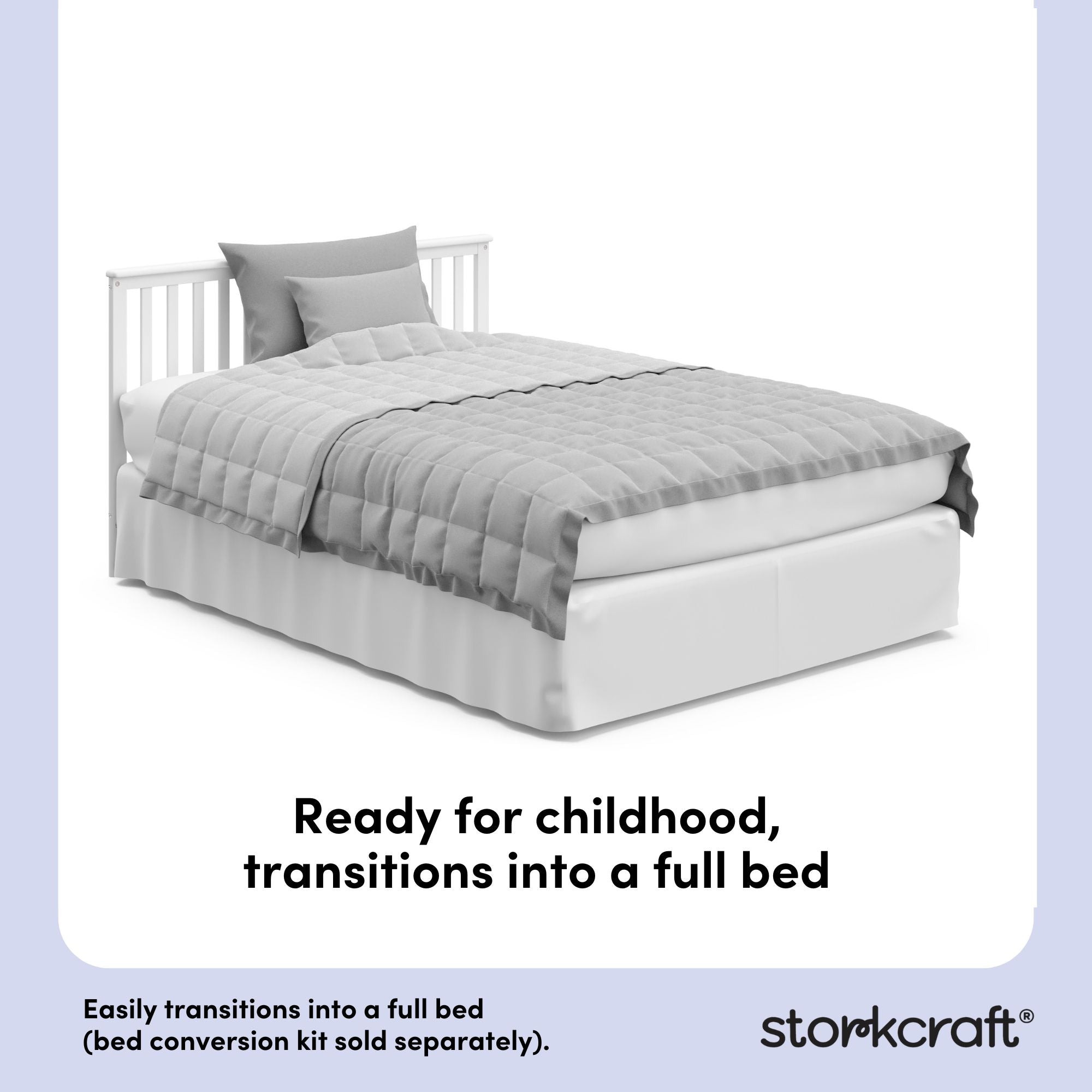 Hillcrest white crib full-size bed conversion callout