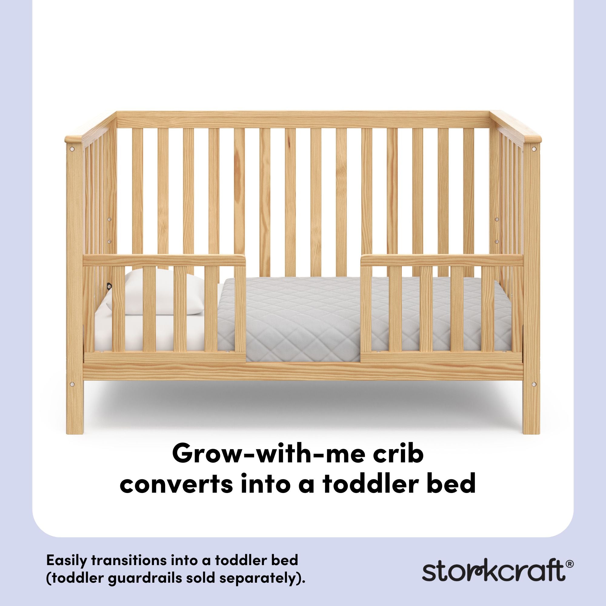 Hillcrest natural crib toddler bed conversion callout