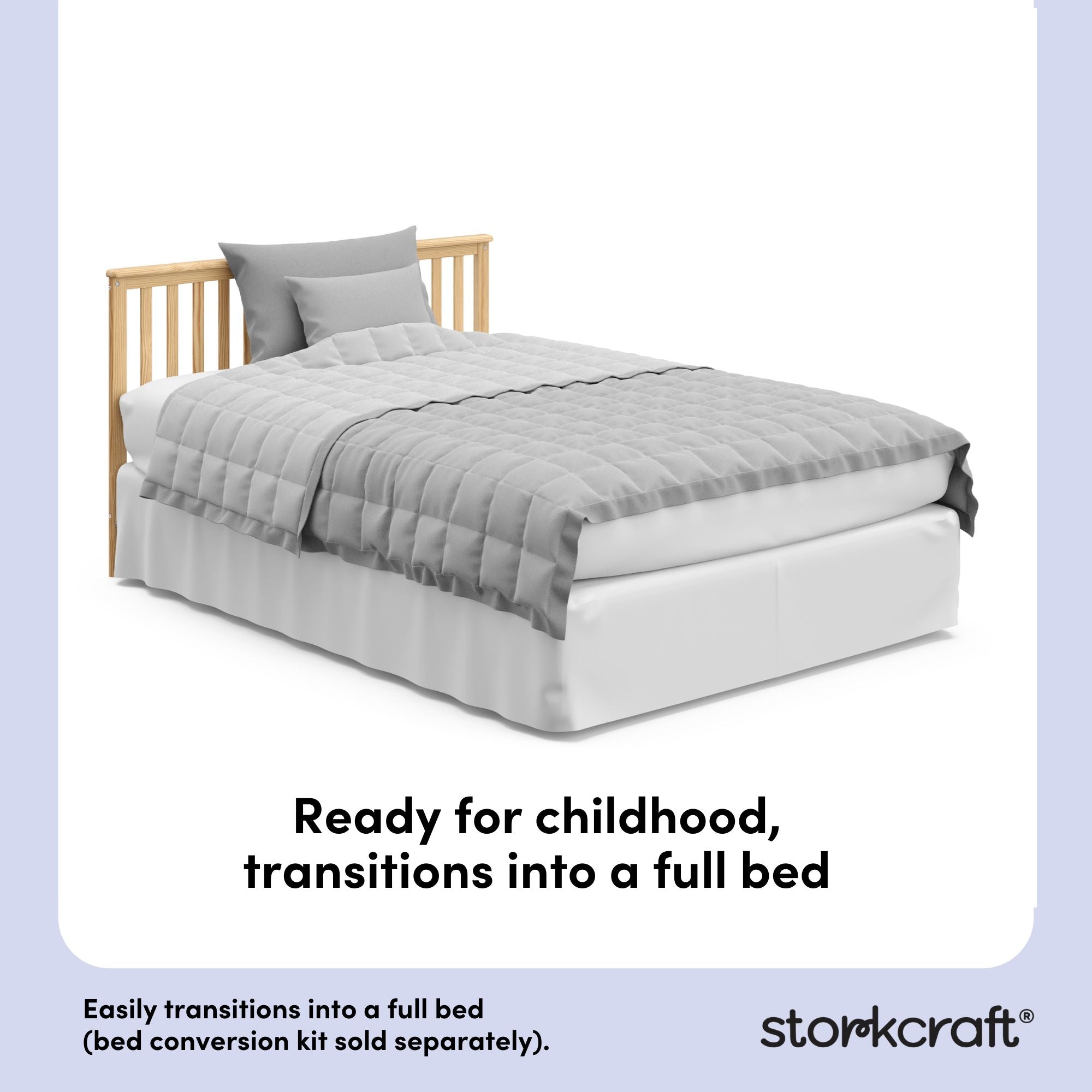 Hillcrest natural crib full-size bed conversion callout
