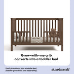 Hillcrest hazelnut crib toddler bed conversion callout