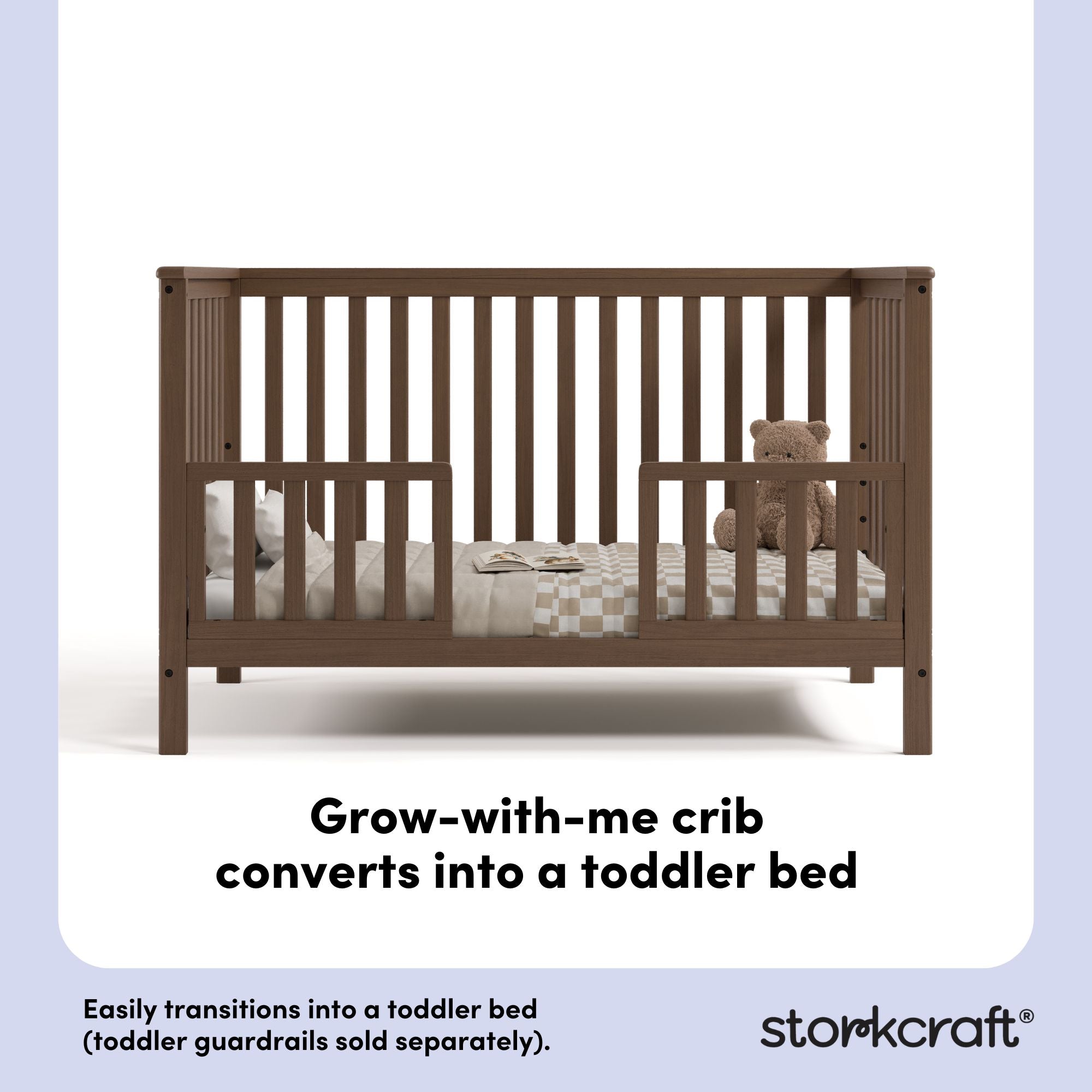 Hillcrest hazelnut crib toddler bed conversion callout