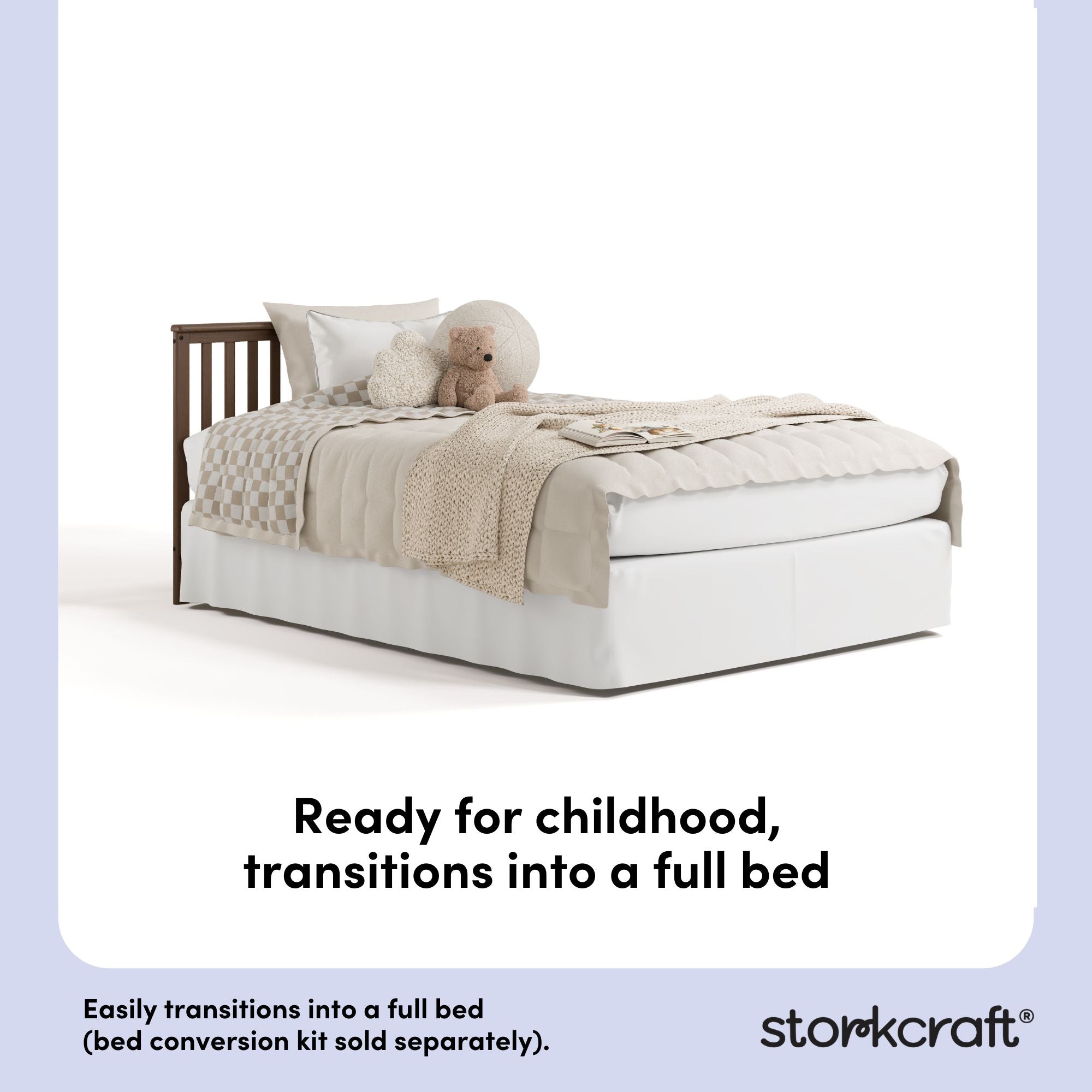 Hillcrest hazelnut crib full-size bed conversion callout