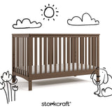 Hillcrest hazelnut crib with black doodles overlaid on image