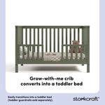 Hillcrest olive crib toddler bed conversion callout