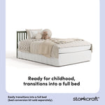 Hillcrest olive crib full-size bed conversion callout