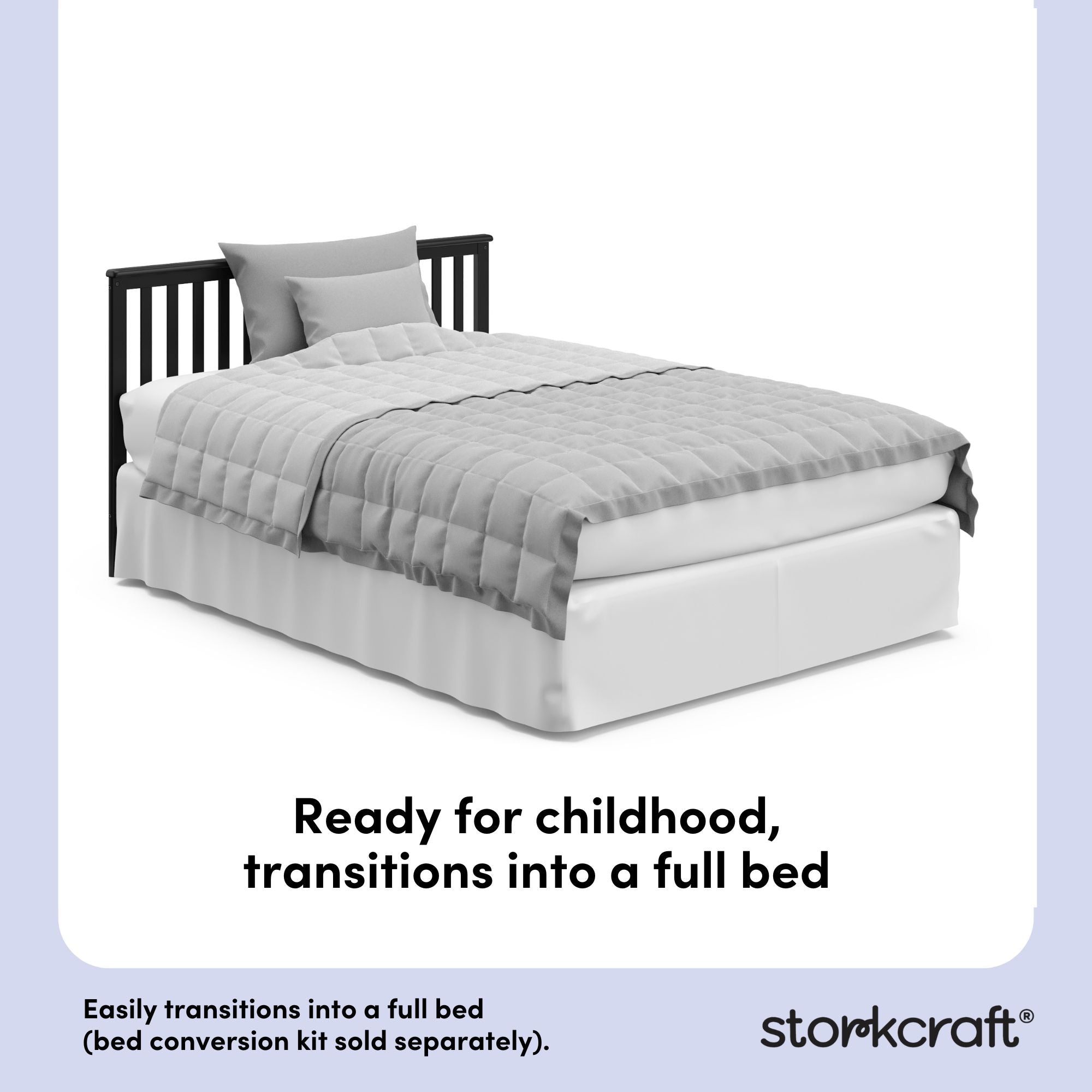 Hillcrest black crib full-size bed conversion callout