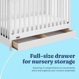 Hadley white crib with drawer full-size drawer callout