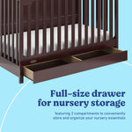 Hadley espresso crib with drawer full-size drawer callout