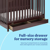 Hadley espresso crib with drawer full-size drawer callout