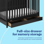 Hadley black crib with drawer full-size drawer callout