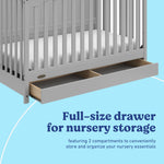 Hadley pebble gray crib with drawer full-size drawer callout