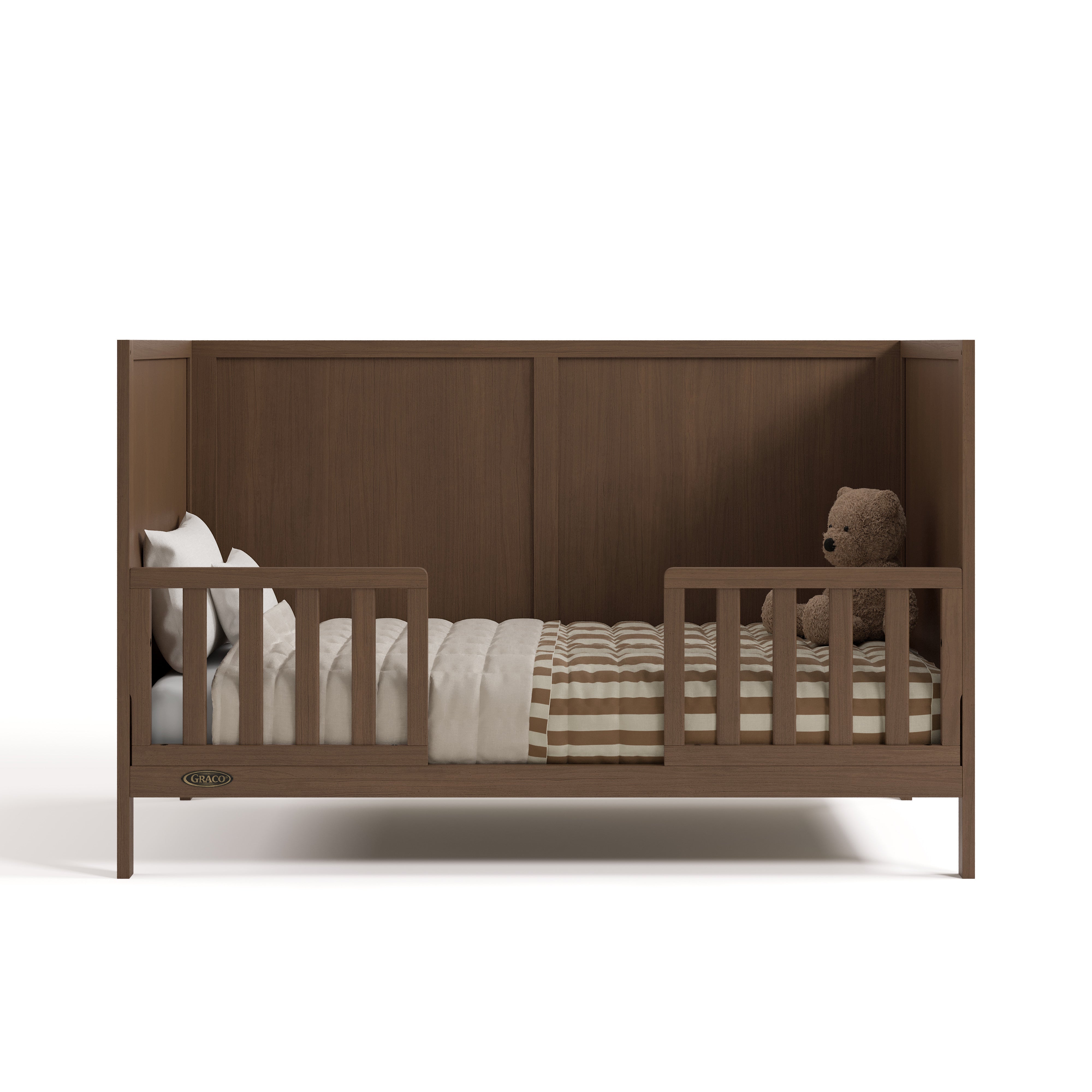 Theo hazelnut crib converted to toddler bed