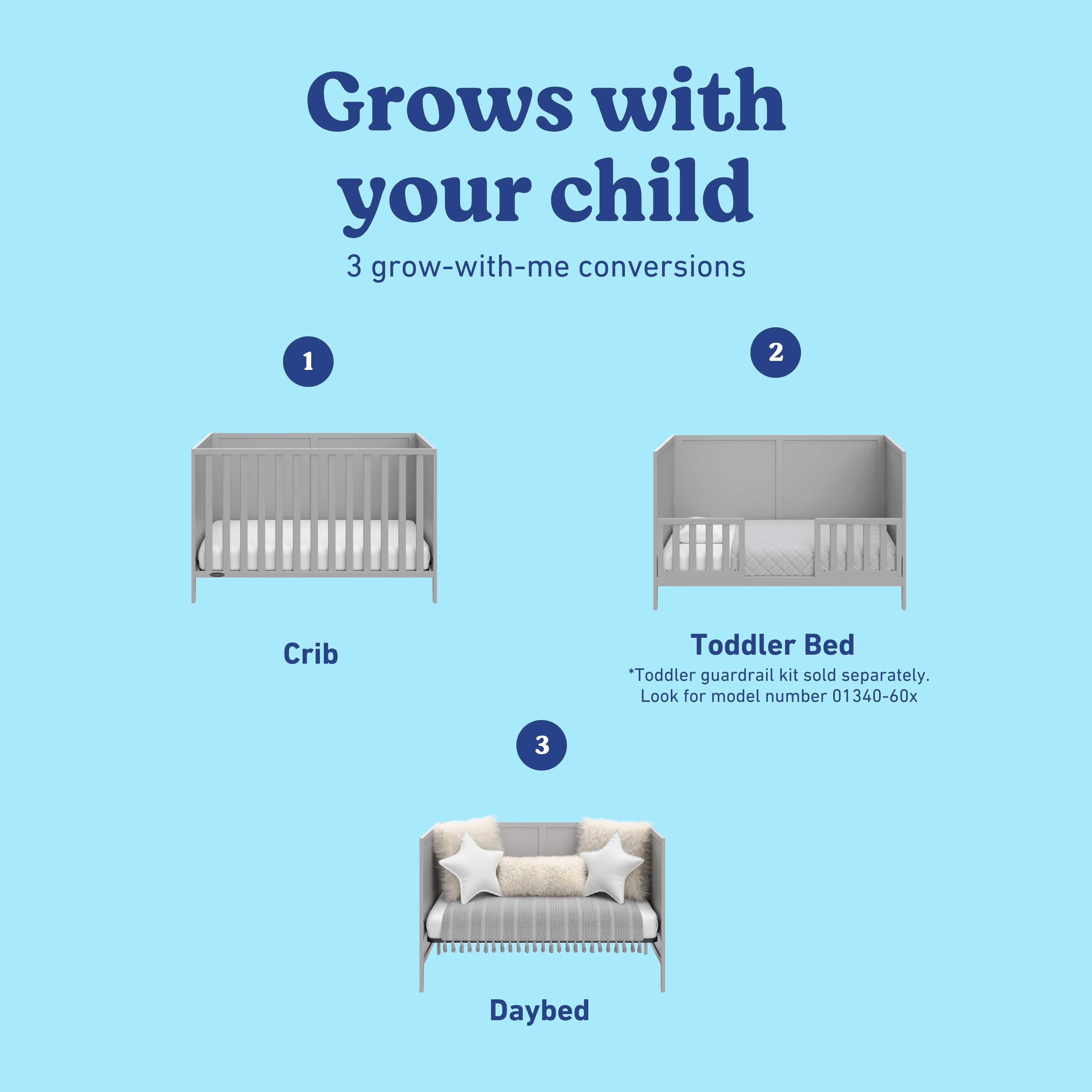 Theo pebble gray crib conversions callout