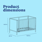 Theo crib line drawing with dimensions