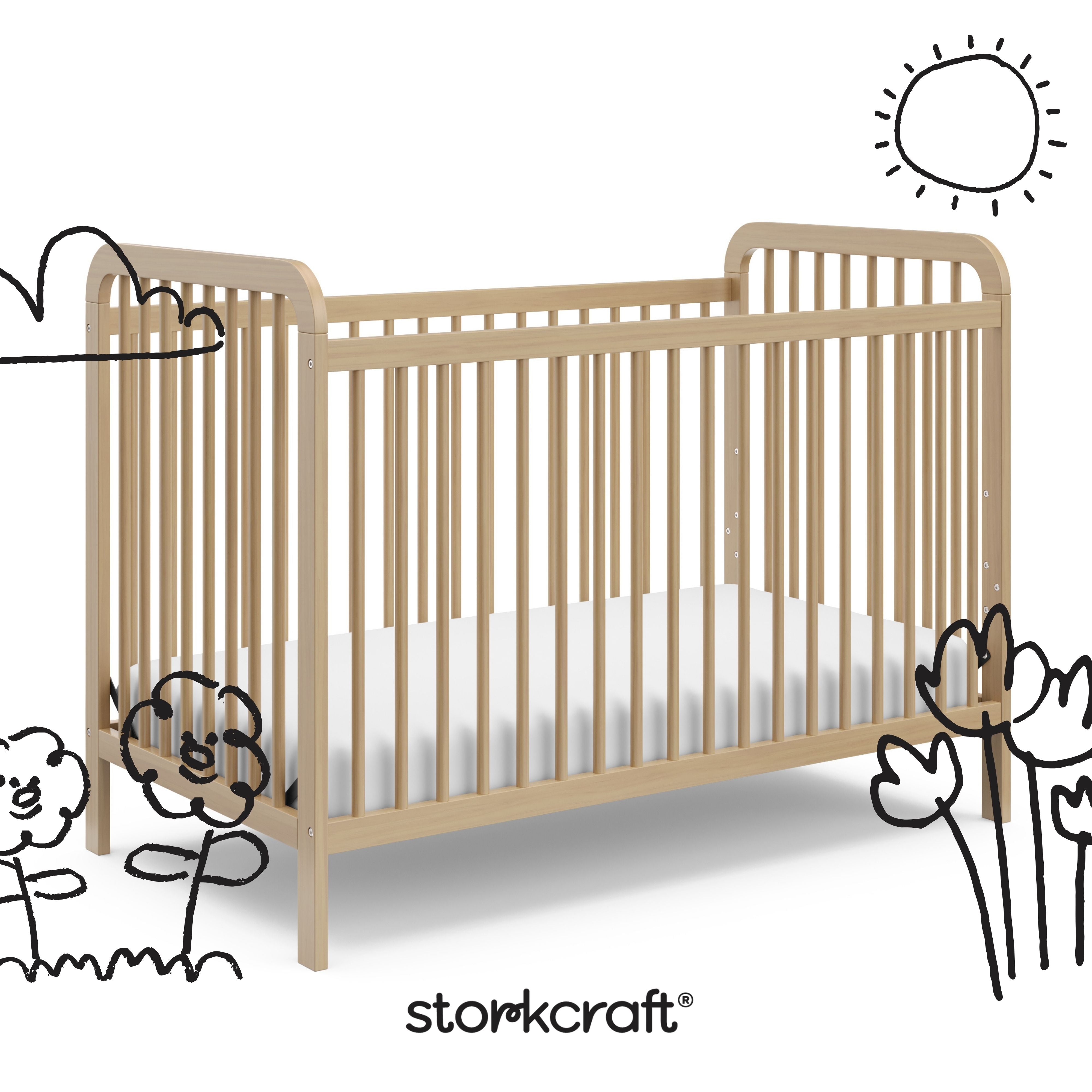 Pasadena driftwood crib with black doodles overlaid on image