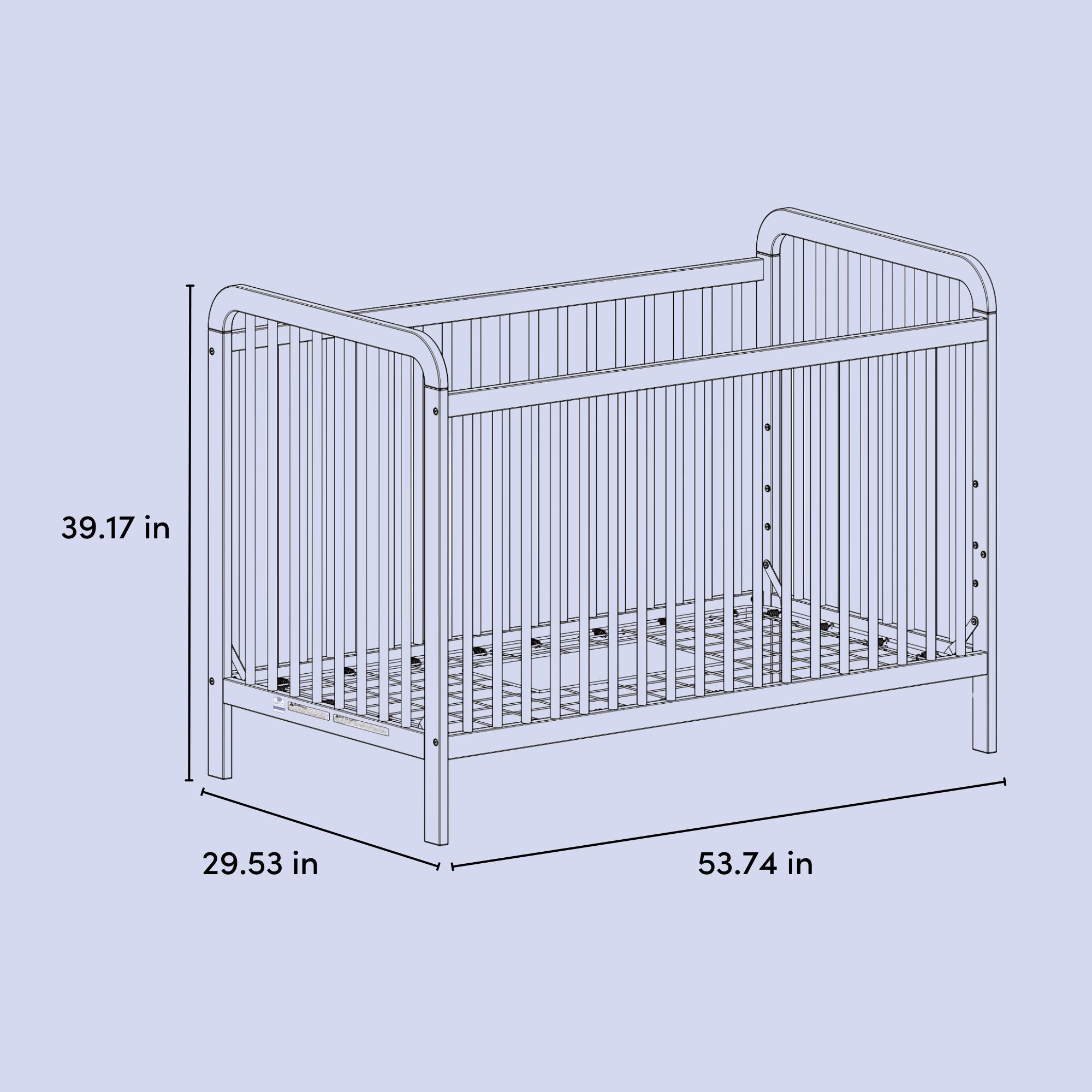 pasadena crib dimensions cartoon drawing