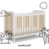 pasadena white with driftwood crib with black cartoon drawings