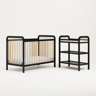 Black with Driftwood crib and changing table angled view