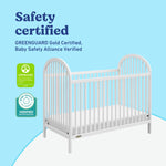 Olivia white crib certifications callout