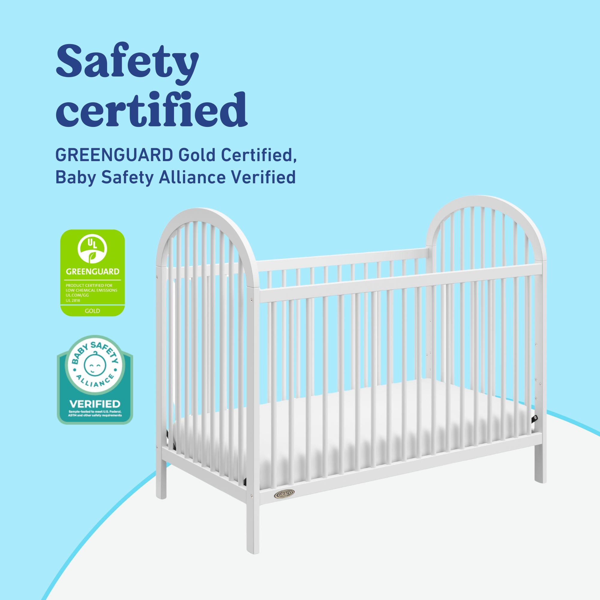 Olivia white crib certifications callout