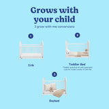 Olivia white crib conversions callout