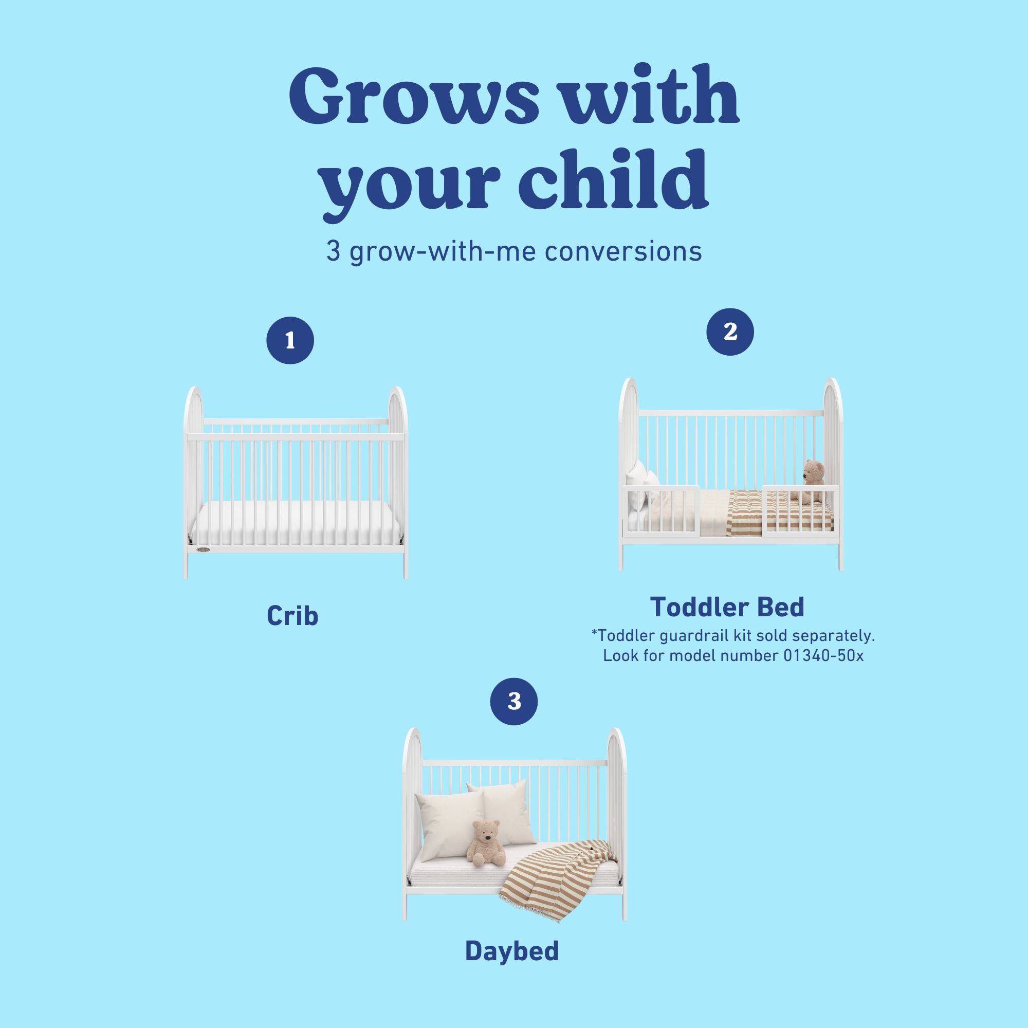 Olivia white crib conversions callout