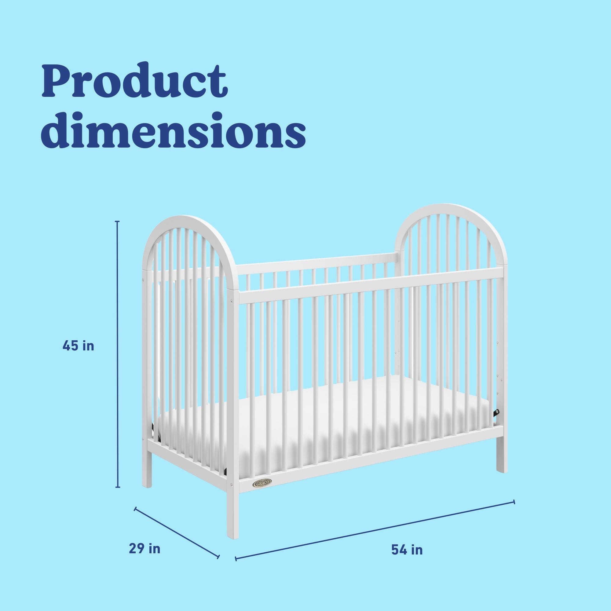 Olivia white crib with dimensions