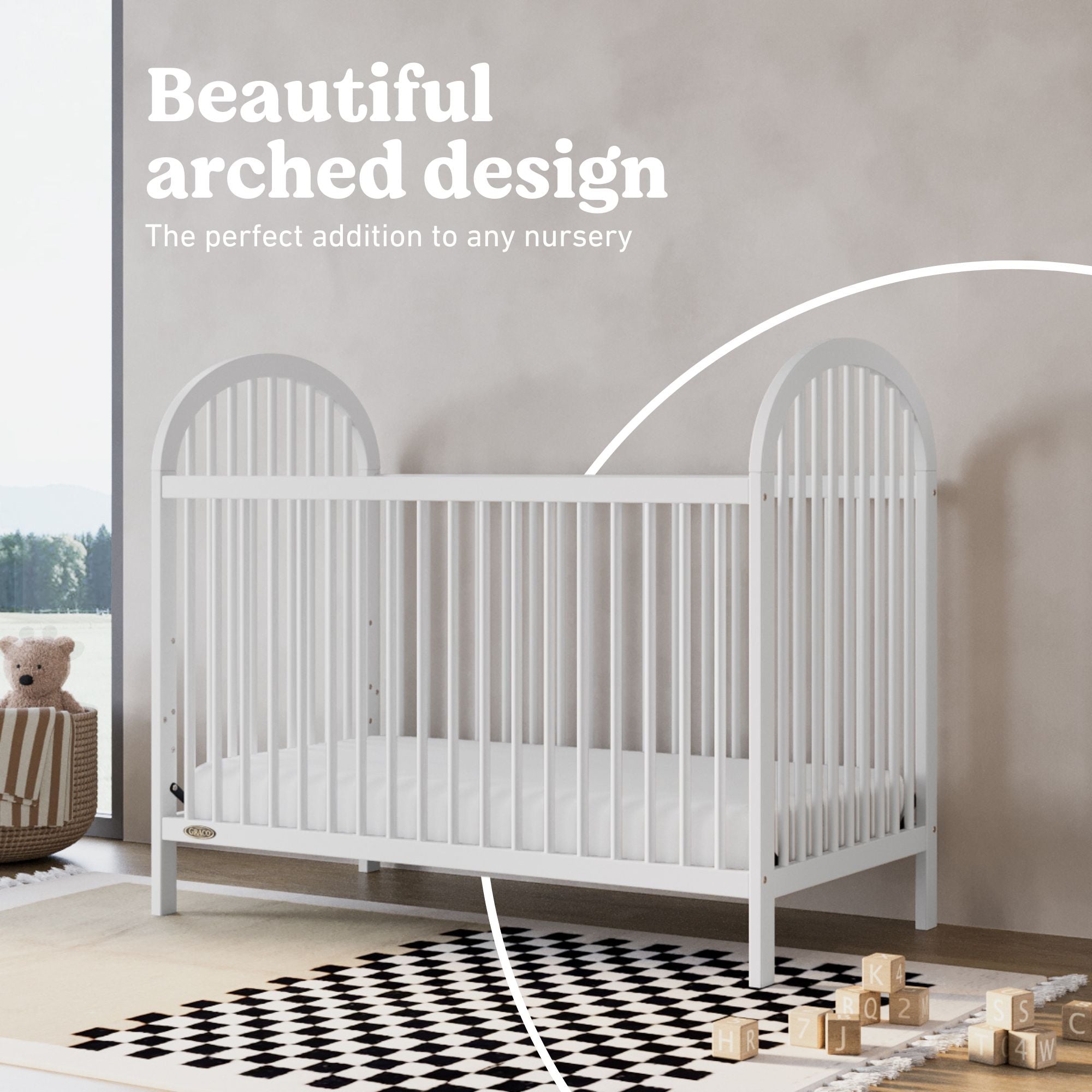 Olivia white crib style callout